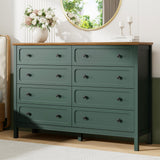 Tradare Green Dresser for Bedroom, 8 Drawer Dresser with Metal Handles, 55" Wide Modern Dressers & Chest of Drawers for Living Room, Hallway, Entryway Tradare