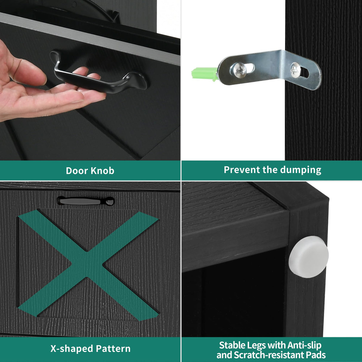 YITAHOME Shoe Cabinet with 4 Flip Drawers, Freestanding Shoe Rack, Shoe Organizer, Narrow Shoe Cabinet for EntryWay Hallway Living Room, Black YITAHOME