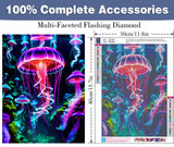 Zythron Diamond Painting Kits for Adults Glowing Jellyfish DIY 5D Diamond Art Kits Beginners Full Drill gem Art Crystal Craft Kits for Home Wall Art Bedroom Decor Gifts 12x16 inch Zythron