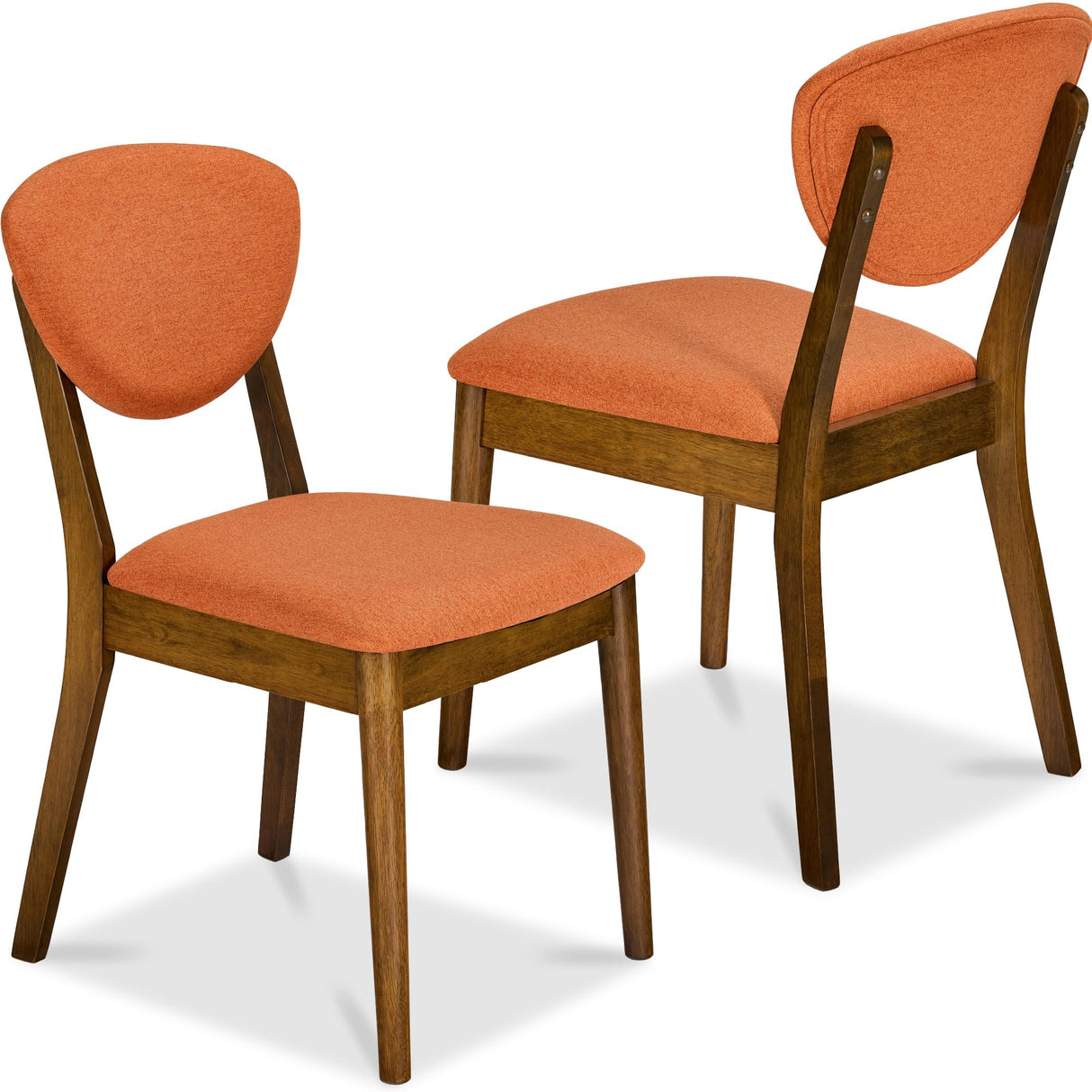 Best Choice Products Dining Chairs Set of 2, Mid-Century Modern Upholstered Wood, Armless w/Seat Cushion, Padded Backrest - Walnut/Burnt Orange Best Choice Products