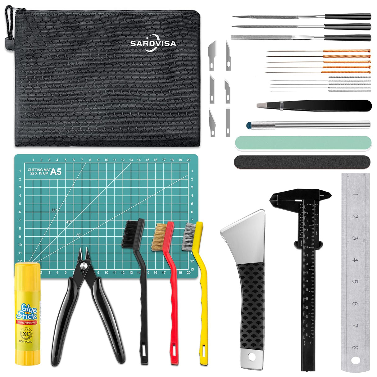 SARDVISA 3D Printer Tools Kit with Zipper Bag, Includes Nozzle Cleaning Set, Scraper, Steel File, Filament Pliers, Carving Knife Set, 3D Print Accessories for Model Removal, Polish, Finish (30-Packs) SARDVISA