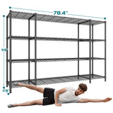 REIBII 78.4''W Storage Shelves Wire Shelving Unit Load 1500LBS,4 Tier Metal Shelving with Adjustable Metal Shelf Wire Rack for Pantry Shelves Commercial Shelving Kitchen Garage 78.4''Wx11.8''Dx59''H REIBII