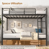 soges Twin Over Twin Metal Bunk Bed with Ladder & Guardrail, Heavy Duty Metal Bed Frame for Teens Adults, Black soges