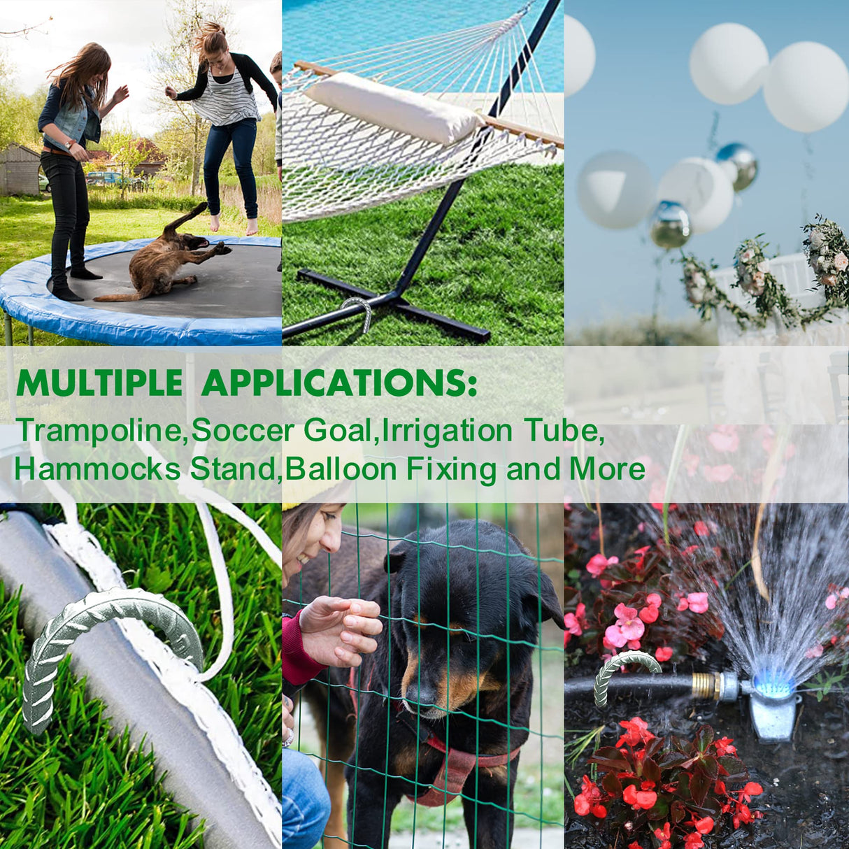 Eurmax USA Trampolines Stakes Heavy Duty Ground Stakes Canopy Parts Wind Stake with Rope 12 Inch Heavy Duty Stake Safety Ground Anchor Galvanized Steel J Shaped, Pack of 4(Gray) Eurmax