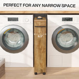 Tribesigns Slim Storage Cart, Rolling Narrow Kitchen Cart on Wheels for Small Place, 4-Tier Slide Out Slim Utility Cart Skinny Laundry Cart with Handle for Kitchen, Bathroom, Laundry (Farmhouse) Tribesigns