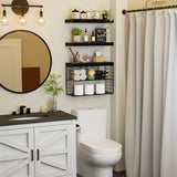 KLUVIS Bathroom Floating Shelves for Wall - Shelf Over Toilet Storage Small Farmhouse Decor Shelves (15.7 inch, Set of 3, Black) KLUVIS