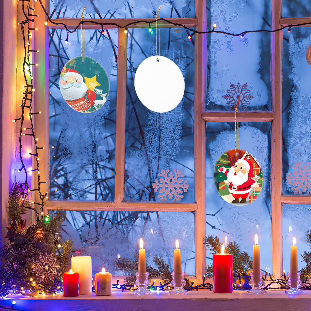 Sublimation Ceramic Ornaments Sublimation Ornament Blanks Bulk 2.83 Inch Round Blank Ornament Discs with Gold String for Crafting DIY Personalized Xmas Tree Ornament Keepsake Crafts Gift 10 Pieces Valyria