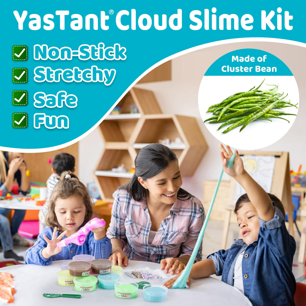 YasTant Slime Kit for Girls and Boys, Safe and Fluffy Slime for Kids, Stress Relief Kids Slime Kits for Toddlers, Stretchy Butter Slime Pack of 6 YasTant