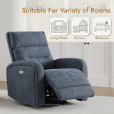 Watson & Whitely Swivel Power Recliner Glider Rocker, Small Recliner with Charging Port for Living Room, Fabric in Blue Watson & Whitely