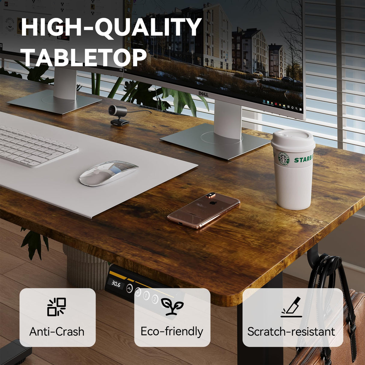 Gamork Electric Standing Desk Adjustable Height Stand Up Desk Ergonomic Sit Stand Desk for for Work Office Home Computer Desk Workstation (Rustic Brown C65, 48 * 24) Gamork