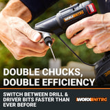 Worx Nitro 20V SwitchDriver 2.0, 2-in-1 Brushless Cordless Drill Driver, Drill Set Rotatable Dual 1/4" Chucks, Compact Cordless Drill with Digital Torque Setting WX177L – (Battery & Charger Included) WORX