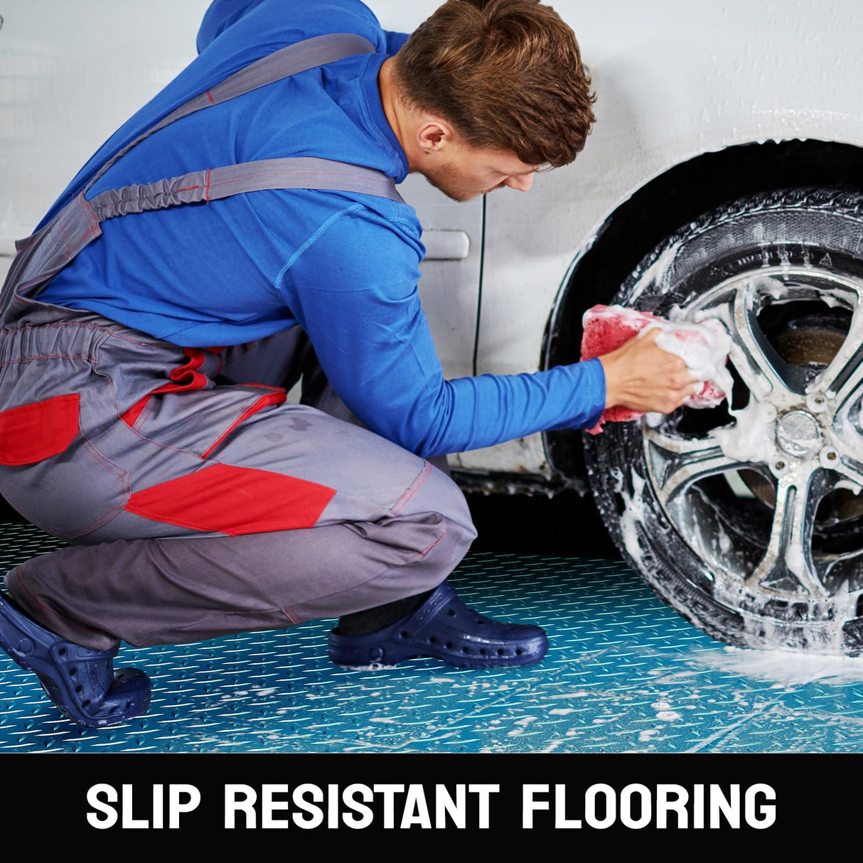 TUFFIOM 7.5 x 20 FT Garage Floor Mat, Thickened Diamond Plate PVC Garage Mats Flooring Roll for Under Car, Garage Parking Mats for Floor Large SUVs, MPV, Pickup Truck TUFFIOM