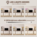 IRONCK Bookshelf with Storage Cabinet, 72" Tall Farmhouse Bookcase with Adjustable Shelves and Drawer, 4 Tier Open Shelf Bookcase with LED Lights for Home Office, Living Room, White/Walnut IRONCK