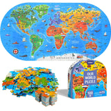 Mideer Floor Puzzle for Kids 4-8, 100 Piece World Map Jigsaw Puzzle with Continents, Geography Educational Toys for Boys and Girls, Globe Atlas Puzzle Maps Preschool Learning Game for Kids Ages 4-6 MiDeer
