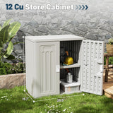Amopatio Outdoor Storage Cabinet with 1 Shelf, Resin Storage Cabinet Waterproof, Plastic Patio Storage Shed All Weather Use for Tools, Cleaning Supplies, 19.7" D x 29.5" W x35.4 H, Grey Amopatio