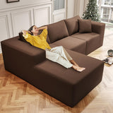 108" Cloud Sectional Couch with L-Shape Chaise,4 Seat Modern Modular Sofa with Deep Seat, Upholstered Couches for Living Room Bedroom, Sectional Boneless Couch (Coffee, 108"+Left Facing Chaise) SYFERLORY