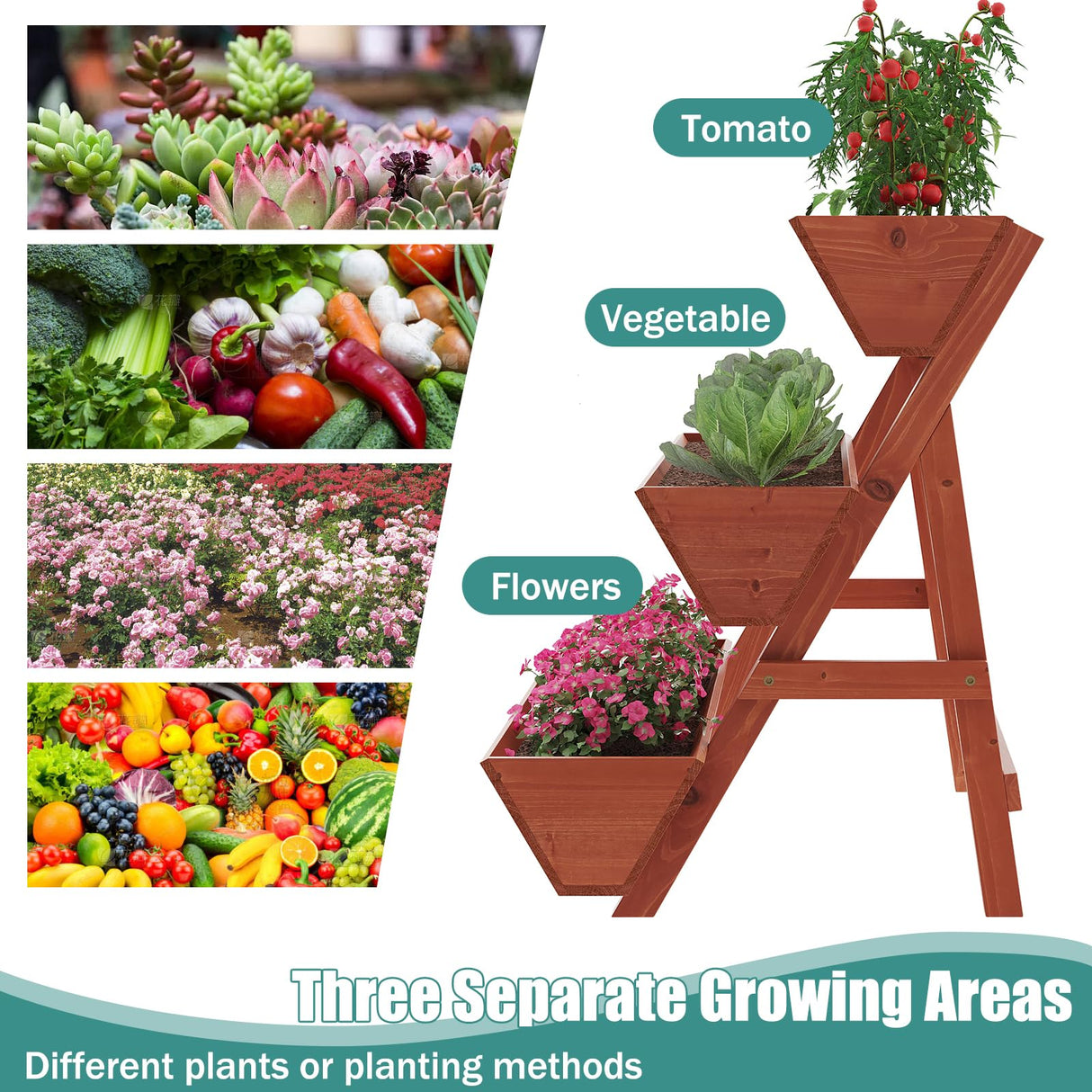 viewcare Raised Garden Bed, 3 Tier Vertical Garden Planter for Indoor & Outdoor, Raised Planter Box with Legs, Garden Planter Box for Flowers/Vegetables/Plants viewcare