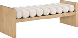 Meridian Furniture Waverly Collection Modern | Contemporary Bench with Solid Wood Rich Finish, Luxurious Boucle Fabric, 52" W x 19" D x 18" H, Cream Meridian Furniture