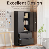 SISESOL Black Metal Storage Cabinet with Drawer and Shelf, 71" Metal File Cabinets for Home Office,Steel Garage Storage Cabinet with Locking Doors for Home,Office,Garage,School SISESOL