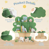 Curipeer Tree Kids Bookshelf with Bottom Fence, Toddler Bookshelf for Kids, Baby Montessori Bookshelf and Toy Storage, Wooden Bookcase, Book Shelf for Kids Rooms, Nursery, Bedroom, Playroom, Green Curipeer