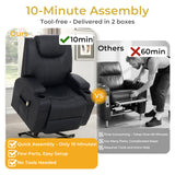 VUOVUS Power Lift Recliner Chair for Elderly, PU Leather Electric Lift Chair with Remote Control, Adjustable Footrest & Lumbar Support, Living Room Recliner with Cup Holders & Side Pockets (Black) VUOVUS
