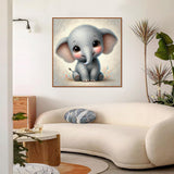 Mowana Paint by Numbers Kit for Adults Framed Canvas - with Wooden Easel, Baby Elephant Adults' Paint-by-Number Kits DIY Acrylic Oil Painting Kits Arts Crafts 7.8x7.8inch Mowana