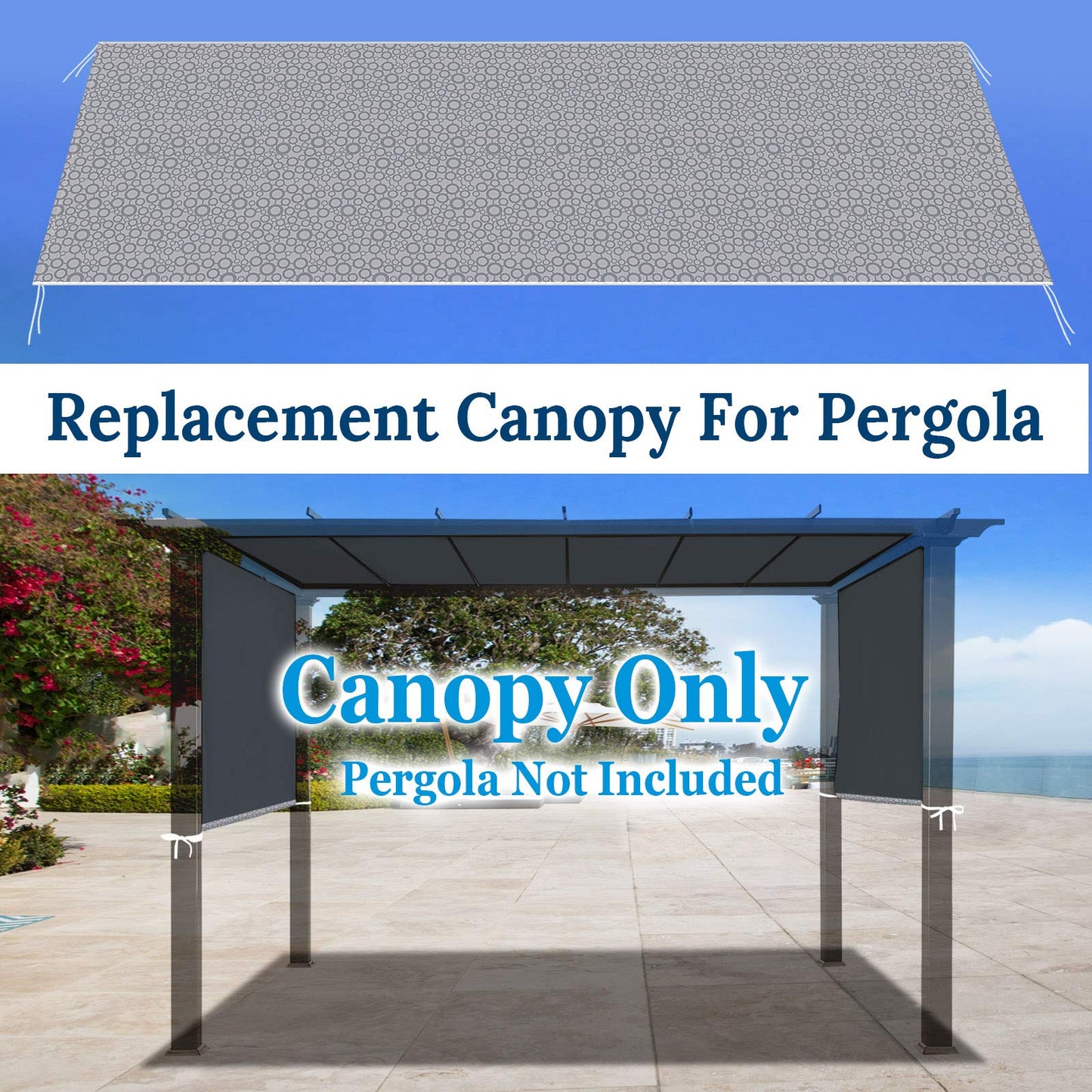 BenefitUSA 18' x 8.2' Universal Replacement Canopy Top Cover for Pergola Structure (Circle Pattern)