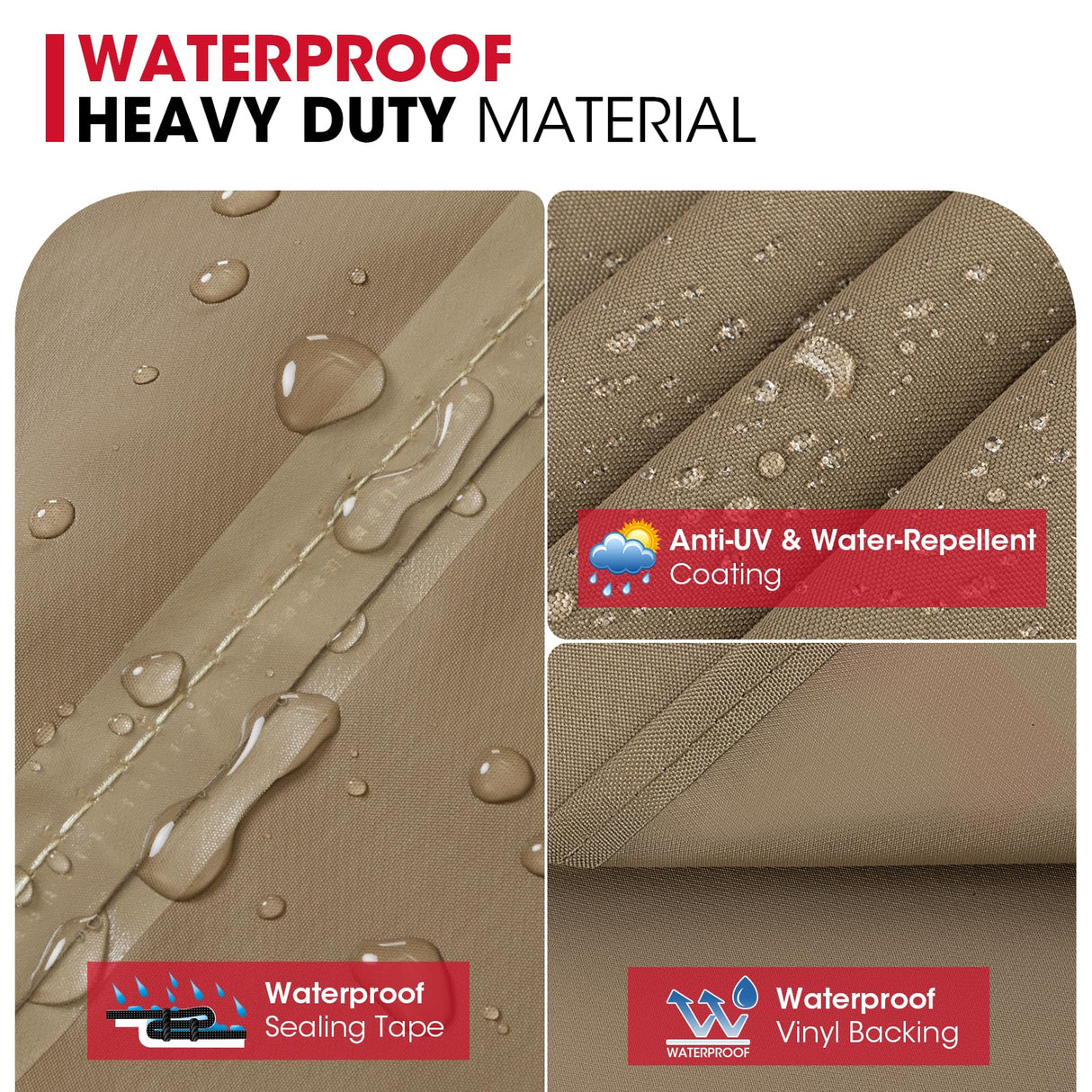 Unicook Grill Cover 60 Inch, Heavy Duty Waterproof BBQ Grill Cover for Outdoor Grill, Fade Resistant Gas BBQ Cover with Sealed Seam, Compatible with Weber Charbroil and More Grills, Neutral Taupe Unicook