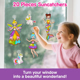 Mocoosy Princess Window Art Kit, DIY Suncatcher Arts and Crafts Kit for Kids Ages 6-8 9-12, Stained Glass Window Art Painting Set for Girls, Unicorn Toys Birthday Gift for Girls 4 5 7 9 10 Years Old Mocoosy