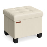 SONGMICS Storage Ottoman, Small Ottoman Foot Rest with Legs, 12.6 x 15.8 x 13.2 Inches Foot Stool, Ottoman with Storage, Load up to 660 lb, for Living Room, Bedroom, Dorm, Cream White ULSF012W01 SONGMICS