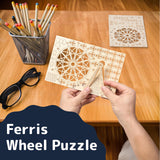 Prextex Ferris Wheel 3D Puzzle Wooden - 115 Precision Pieces Sturdy Wood - No Glue Needed for Assembly - Fun & Educational for Ages 8+ - Ideal for Hobbyists, Collectors, Decor, & Gifts PREXTEX