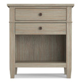 SIMPLIHOME Carlton 24 inches Wide Night Stand, Bedside table, Distressed Grey SOLID WOOD, Rectangle, with Storage, 2 Drawers and 1 Shelf, For the Bedroom, Contemporary Modern SIMPLIHOME