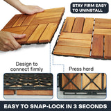 Tranquillo 10 Pcs Interlocking Deck Tiles 12”x12”, Acacia Wood Patio Tiles, Weather-Resistant Outdoor Flooring for Patio, Balcony, Poolside – Non-Slip, Natural Finish, Covers 10 Sq.Ft. Tranquillo