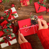 Panelee 48 Pcs Christmas Artificial Pine Picks Floral Pine Cones Sprays Wreath Christmas Decorations Berry Stem Branches with Holly Leaves for Xmas Tree Christmas Winter Holiday Panelee