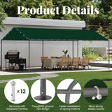 Carport, 10‘ x 20’ Heavy Duty Portable Garage All-Season Car Canopy w/Removable Sidewall & Doors, Carport Canopy Party Tent w/Water-Resistant Tarp for Backyard (Green, 10' x 20' /no Side) Phonjoroo