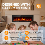 60 Inches Electric Fireplace Inserts, Ultra-Thin Fire Place Heater, Floating Wall Faux Fireplace Electric with Higher Temperatures & Lower Noise, Aesthetic Design & Realistic Flames, 750/1500W Tehanld