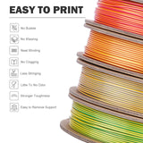 ERYONE Silk Dual Color Filament PLA 3D Printer 1.75mm +/- 0.03mm, Silk Coextrusion PLA Shiny Filament 0.25kg/Spools,4Pack(2.2lbs), Glod&Copper, Gold&Silver, Red&Glod, Yellow&Green ERYONE