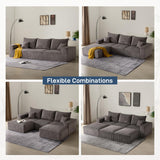 Sectional Modern Sleeper Sofa Couches for Living Room-113'' Grey 3 Seater U-Shaped Lounge Cloud Couch-No Assembly Modular Corduroy Convertible Sponge Compression Sofas with Chaise for Home House Living&Giving