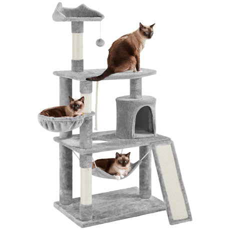 Yaheetech 63.5in Multi-Level Cat Tree Tower Condo with Scratching Posts, Platform & Hammock, Cat Activity Center Play Furniture for Kittens, Cats, and Pets Yaheetech