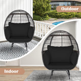 Giantex Oversized Wicker Egg Chair, Outdoor & Indoor Hammock Chair with Thick Cushions, 2-Person PE Rattan Lounge Chair Swing Chair for Patio, Backyard,Porch, 450 LBS Weight Capacity (Black) Giantex