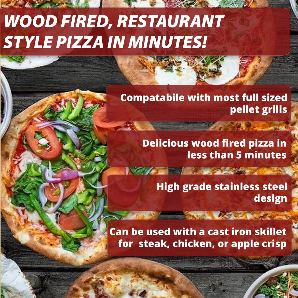 Wood Fired Pizza Oven Attachment for Most Full Sized Pellet Grills - Compatible with GMG, Traeger, Pit Boss, Camp Chef, Rec-Tec, Smoke Hollow and More Pellethead