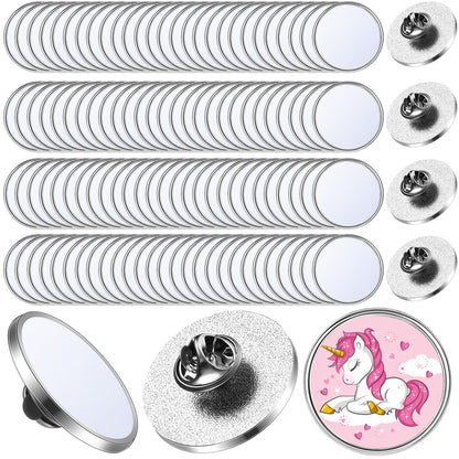 Retrowavy 70 Pcs Sublimation Buttons Blanks with Pins DIY Sublimation Lapel Pin Blanks Sublimation Pins Buttons Silver Blank Aluminum Sheet with Butterfly Pin Backs for DIY Craft Jewelry Making Supply