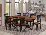 East West Furniture PLAN9-BCH-W 9 Piece Dining Table Set Includes an Oval Dining Room Table with Butterfly Leaf and 8 Wood Seat Chairs, 42x78 Inch, Black & Cherry East West Furniture