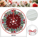 EKOREST Christmas Tree Skirt 48 Inches, Red Buffalo Plaid with Truck Pencil Tree Skirt, Winter Xmas Tree Mat Decorations for Home Party Holiday Decorations EKOREST