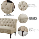 Rosevera Larkin Upholstered Tufted Fine Polyester Chair Loveseat Sofa Bench with Armless Design Easy Assembly for Living Room Bedroom, Beige Rosevera