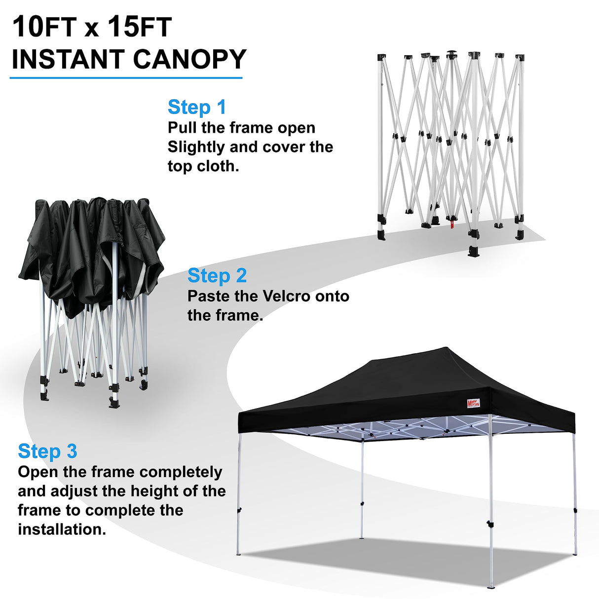 MASTERCANOPY Pop Up Canopy Tent Commercial Grade 10x15 Instant Shelter (Black) MASTERCANOPY