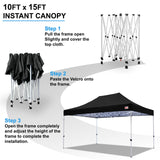 MASTERCANOPY Pop Up Canopy Tent Commercial Grade 10x15 Instant Shelter (Black) MASTERCANOPY