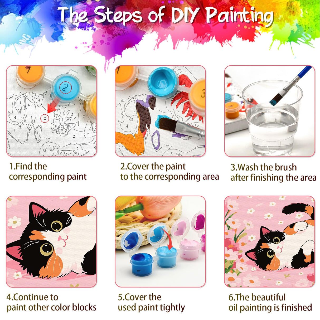 ZTOTZ Cats Paint by Numbers Kit for Kids Beginner,Funny Animal Paint by Numbers Kit for Adults Framed, Mini Number Artist Kits for Home Wall Decor (8X12 inch) ZTOTZ