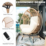 LUTINLIX Oversized Wicker Egg Chair Outdoor Indoor,Patio Lounge Chair with Thicken Cushions & Durable Steel Frame, Egg Basket Chair 500lbs Capacity for Garden, Backyard, Porch,Bedroom (Beige-Regular) LUTINLIX