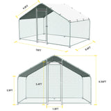 Lyromix 10x6.6FT Large Metal Chicken Run with Roof, Walk-in Poultry Cage Chicken Coop Runs House for Yard with Waterproof Cover, Ducks Rabbits Habitat Cage Spire Shaped Coop Lyromix